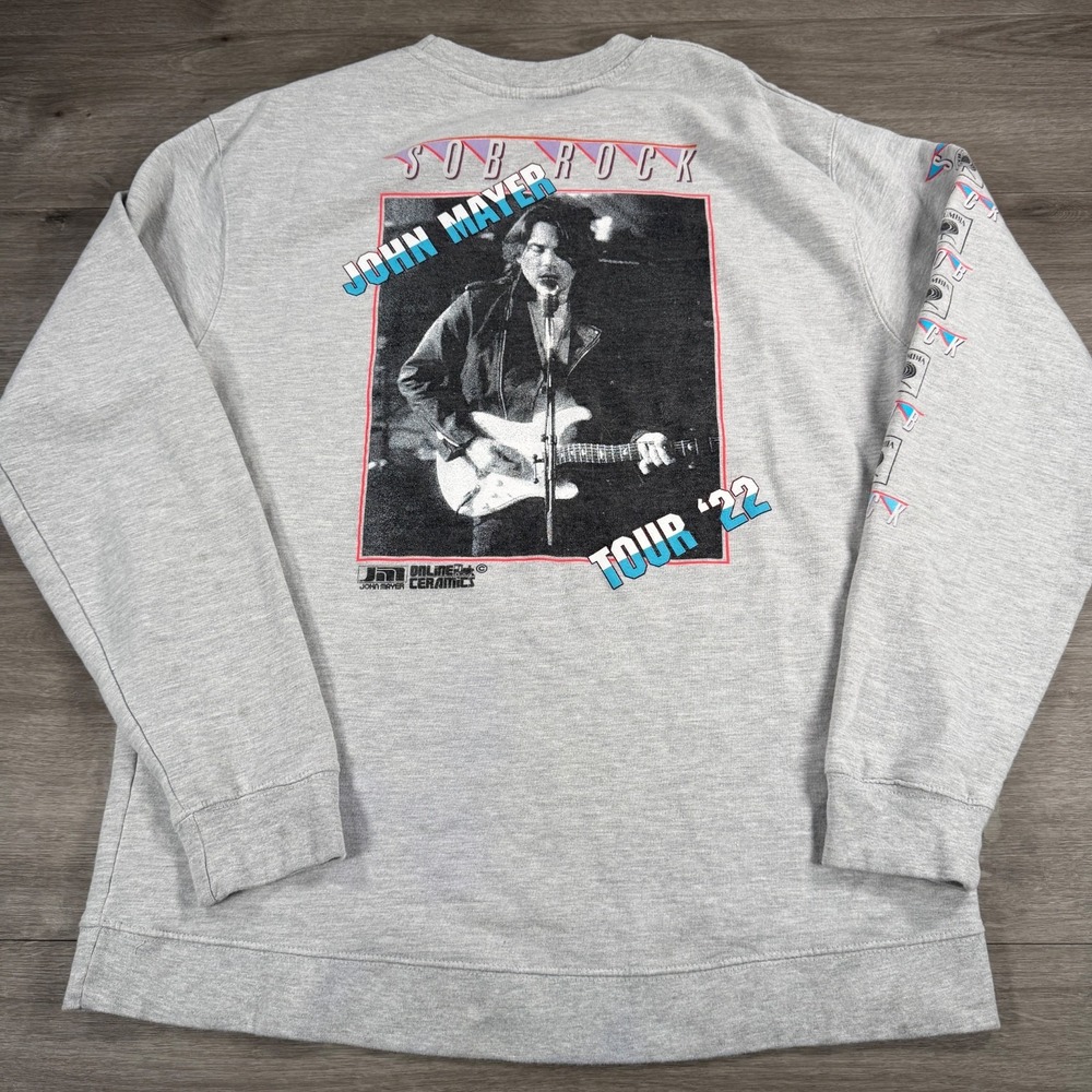 John Mayer Sob Rock Tour 2022 Sweatshirt Gray Crewneck Large Band Concert